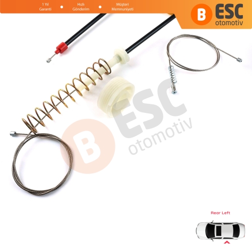 BMW 5 Serisi E39 04/1999-2004 4/5 Kapı Makyajlı Kasa 51358252429 İçin Arka Sol Kapı Cam Kriko Tamir Seti