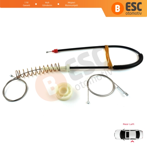 BMW 5 Serisi E39 04/1999-2004 4/5 Kapı Makyajlı Kasa 51358252429 İçin Arka Sol Kapı Cam Kriko Tamir Seti