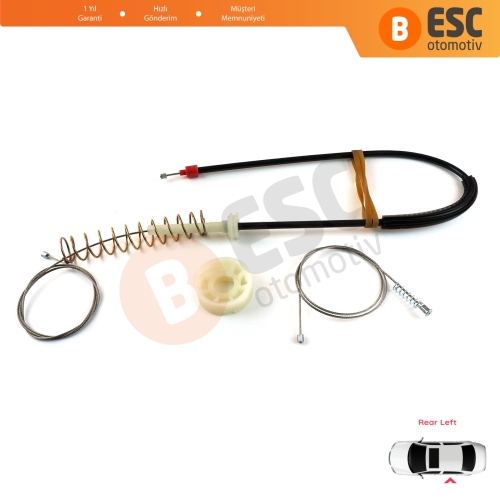 BMW 5 Serisi E39 04/1999-2004 4/5 Kapı Makyajlı Kasa 51358252429 İçin Arka Sol Kapı Cam Kriko Tamir Seti