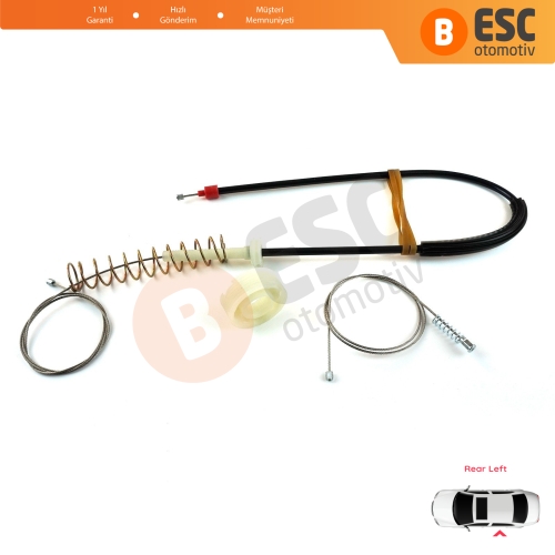 BMW 5 Serisi E39 04/1999-2004 4/5 Kapı Makyajlı Kasa 51358252429 İçin Arka Sol Kapı Cam Kriko Tamir Seti