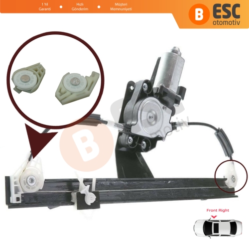 Fiat Doblo MK1 MPV Van 119 223 2001-2010 51718403 İçin Ön Sağ Cam Kriko Tamir Köşe Makarası 1+2