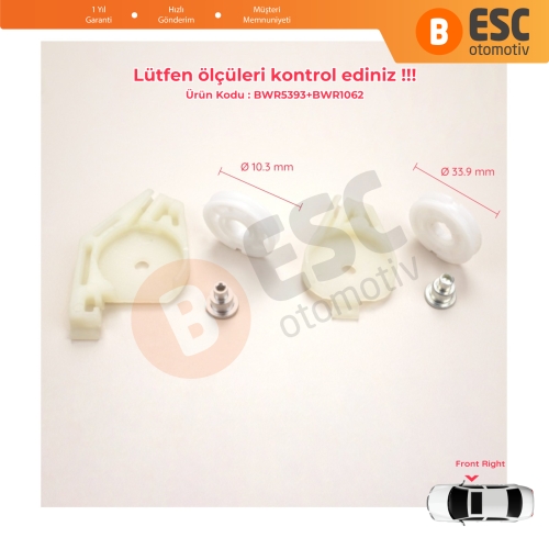 Fiat Doblo MK1 MPV Van 119 223 2001-2010 51718403 İçin Ön Sağ Cam Kriko Tamir Köşe Makarası 1+2