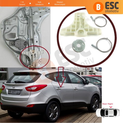 Hyundai IX35 MK2 İçin Arka Sağ Cam Kriko Seti 834022Y000