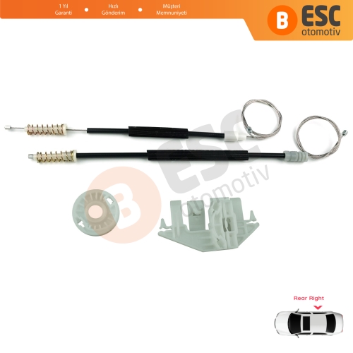Peugeot 406 8B 8E/F 1995-2004 4/5 Kapı 0130821924 İçin Arka Sağ Kapı Cam Kriko Tamir Seti