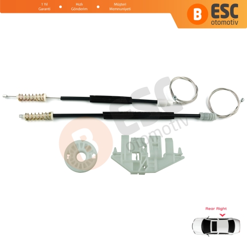 Peugeot 406 8B 8E/F 1995-2004 4/5 Kapı 0130821924 İçin Arka Sağ Kapı Cam Kriko Tamir Seti
