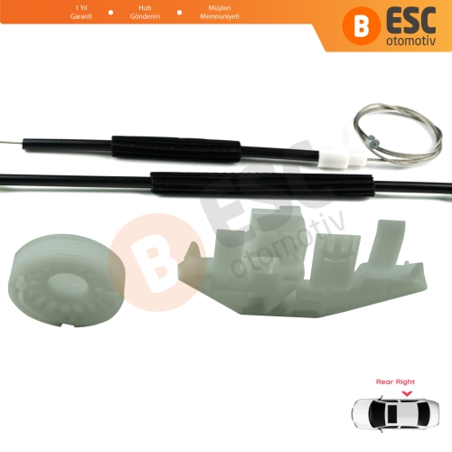 Peugeot 406 8B 8E/F 1995-2004 4/5 Kapı 0130821924 İçin Arka Sağ Kapı Cam Kriko Tamir Seti