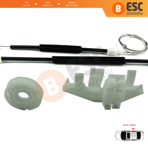 Peugeot 406 8B 8E/F 1995-2004 4/5 Kapı 0130821924 İçin Arka Sağ Kapı Cam Kriko Tamir Seti