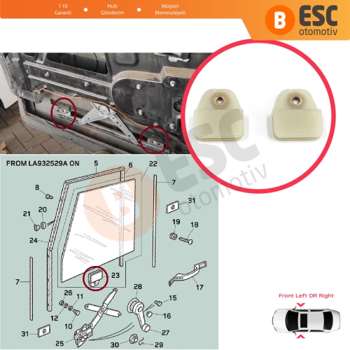 Land Rover Defender L315 L316 90 110 130 1994-2016 STC4787 için Ön Kapı Cam Tutucu Taşıyıcı Kızak Klipsi