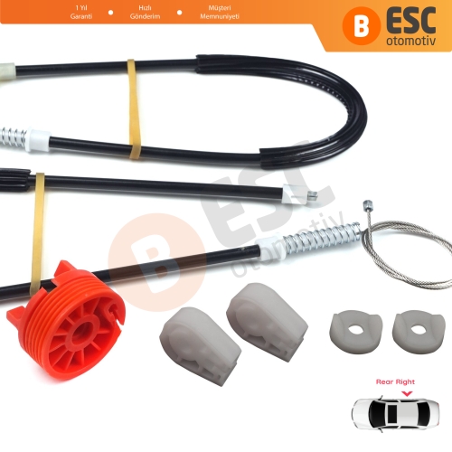 Citroen C3 Pluriel MK1 Cabrio Convertible 2003-2010 9643071180 İçin Elektrikli Arka Sağ Cam Kriko Tamir Seti
