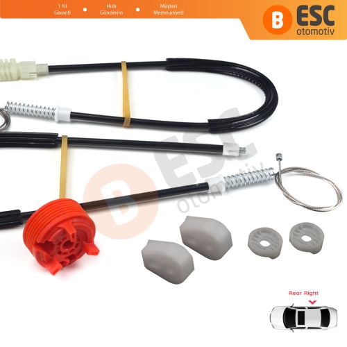 Citroen C3 Pluriel MK1 Cabrio Convertible 2003-2010 9643071180 İçin Elektrikli Arka Sağ Cam Kriko Tamir Seti