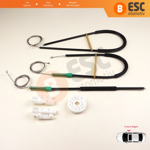 Peugeot 307 İçin Ön Sağ Kapı Cam Kriko Tamir Seti