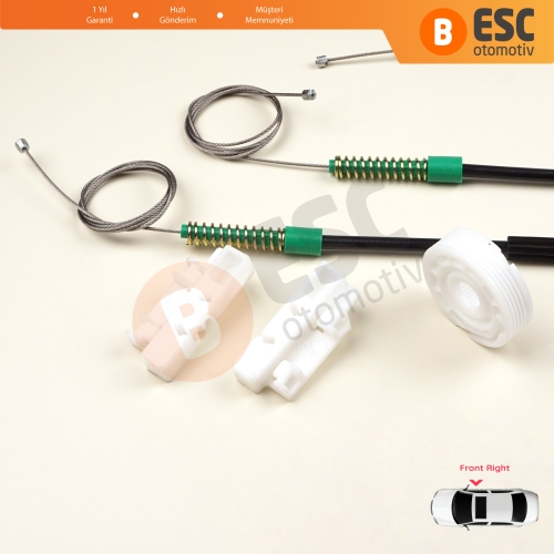 Peugeot 307 İçin Ön Sağ Kapı Cam Kriko Tamir Seti