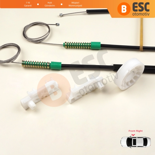 Peugeot 307 İçin Ön Sağ Kapı Cam Kriko Tamir Seti