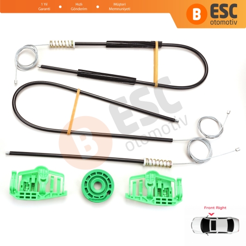 BMW 3 Serisi E46 Compact 2001-2005 2/3 Kapı 51338251352 İçin Elektrikli Sağ Cam Kriko Tamir Seti