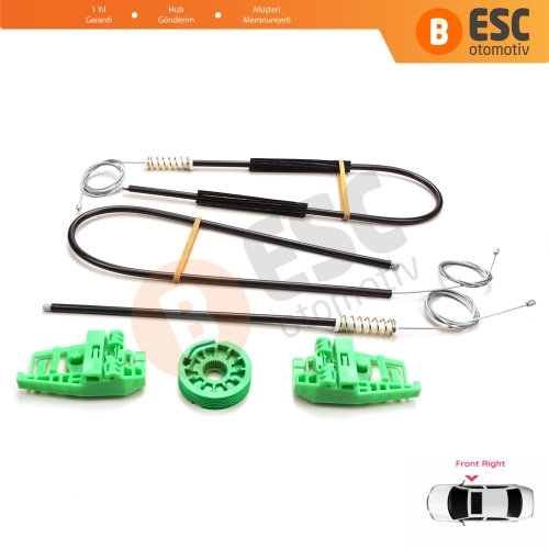 BMW 3 Serisi E46 Compact 2001-2005 2/3 Kapı 51338251352 İçin Elektrikli Sağ Cam Kriko Tamir Seti