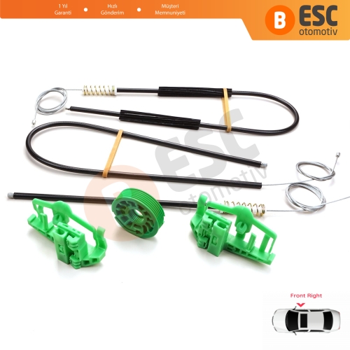 BMW 3 Serisi E46 Compact 2001-2005 2/3 Kapı 51338251352 İçin Elektrikli Sağ Cam Kriko Tamir Seti