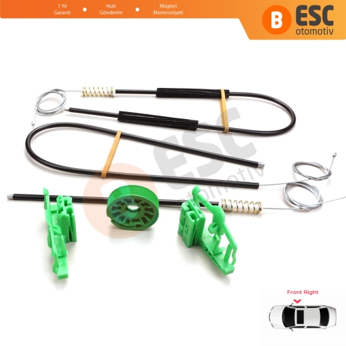 BMW 3 Serisi E46 Compact 2001-2005 2/3 Kapı 51338251352 İçin Elektrikli Sağ Cam Kriko Tamir Seti