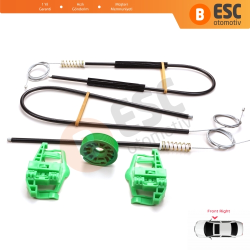 BMW 3 Serisi E46 Compact 2001-2005 2/3 Kapı 51338251352 İçin Elektrikli Sağ Cam Kriko Tamir Seti