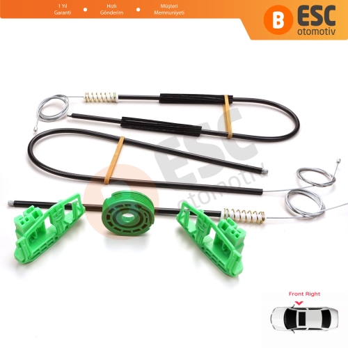 BMW 3 Serisi E46 Compact 2001-2005 2/3 Kapı 51338251352 İçin Elektrikli Sağ Cam Kriko Tamir Seti