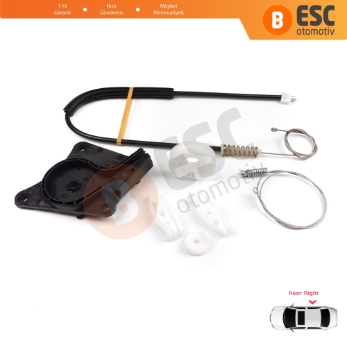 VW New Beetle 1Y7 2-Kapı Cabriolet Convertible CC 2003-2010 1Y0898292 İçin Elektrikli Arka Sağ Cam Kriko Tamir Seti