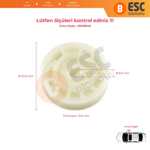 Peugeot 306 1993-2002 İçin Sağ Ön Cam Kriko Tamir Makarası