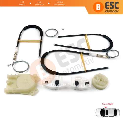 Renault Megane MK2 2002-2008 4/5 Kapı 8201010925 İçin Ön Sağ Kapı Cam Kriko Tamir Seti