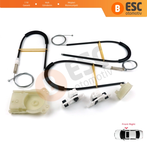 Renault Megane MK2 2002-2008 4/5 Kapı 8201010925 İçin Ön Sağ Kapı Cam Kriko Tamir Seti