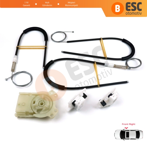 Renault Megane MK2 2002-2008 4/5 Kapı 8201010925 İçin Ön Sağ Kapı Cam Kriko Tamir Seti