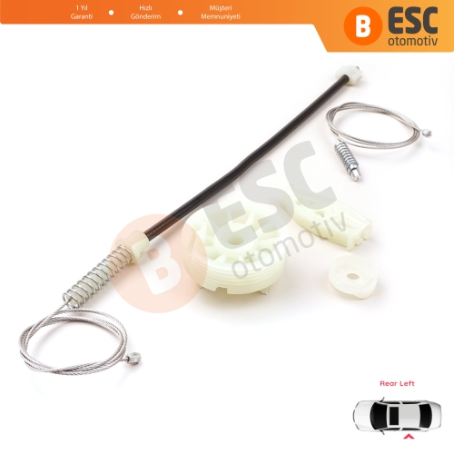 Peugeot 206 CC 2D T16 2000-2008 2-Kapı Coupe Cabrio 922357 İçin Arka Sol Cam Kriko Tamir Seti