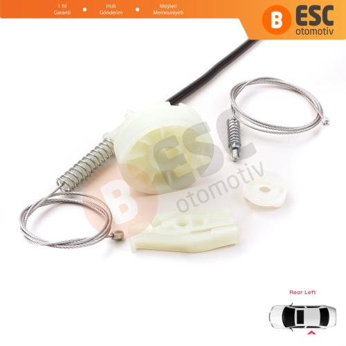 Peugeot 206 CC 2D T16 2000-2008 2-Kapı Coupe Cabrio 922357 İçin Arka Sol Cam Kriko Tamir Seti