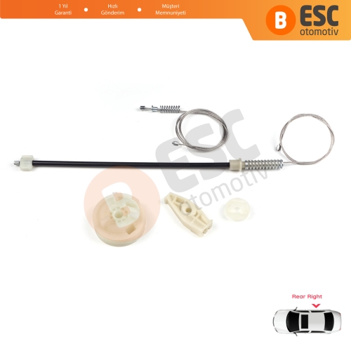 Peugeot 206 CC 2D T16 2000-2008 2-Kapı Coupe Cabrio 922458 İçin Arka Sağ Cam Kriko Tamir Seti