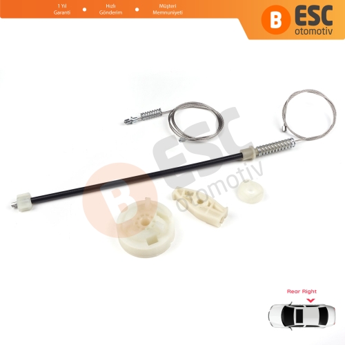 Peugeot 206 CC 2D T16 2000-2008 2-Kapı Coupe Cabrio 922458 İçin Arka Sağ Cam Kriko Tamir Seti