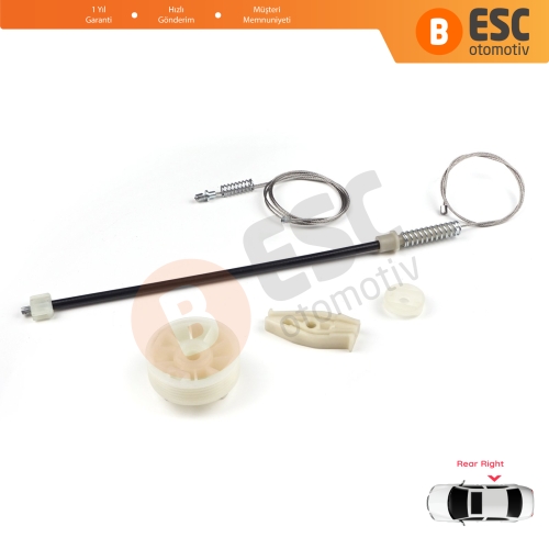 Peugeot 206 CC 2D T16 2000-2008 2-Kapı Coupe Cabrio 922458 İçin Arka Sağ Cam Kriko Tamir Seti