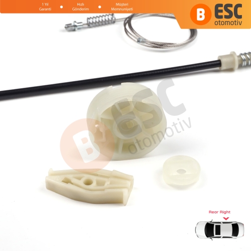 Peugeot 206 CC 2D T16 2000-2008 2-Kapı Coupe Cabrio 922458 İçin Arka Sağ Cam Kriko Tamir Seti