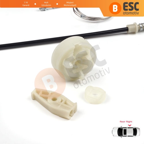 Peugeot 206 CC 2D T16 2000-2008 2-Kapı Coupe Cabrio 922458 İçin Arka Sağ Cam Kriko Tamir Seti