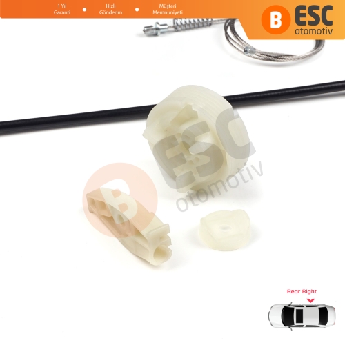 Peugeot 206 CC 2D T16 2000-2008 2-Kapı Coupe Cabrio 922458 İçin Arka Sağ Cam Kriko Tamir Seti