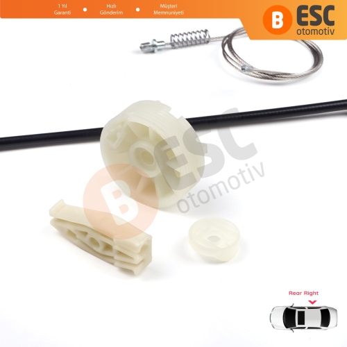 Peugeot 206 CC 2D T16 2000-2008 2-Kapı Coupe Cabrio 922458 İçin Arka Sağ Cam Kriko Tamir Seti