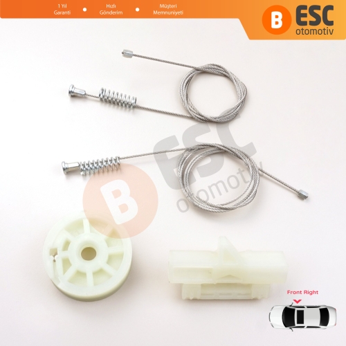 Fiat Fiorino Qubo MK3 225 Peugeot Bipper Citroen Nemo AA 2008-2024 MPV Van 9222EN İçin Ön Sağ Cam Kriko Tamir Seti