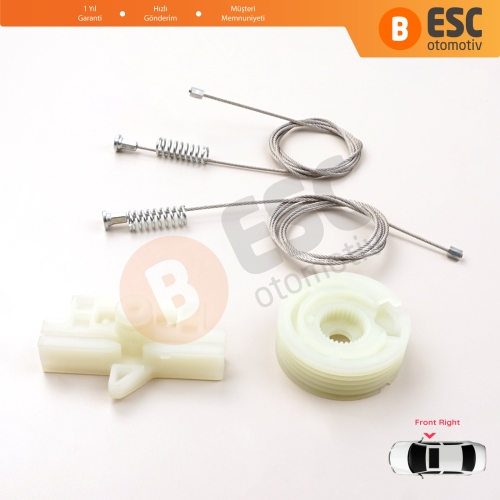 Fiat Fiorino Qubo MK3 225 Peugeot Bipper Citroen Nemo AA 2008-2024 MPV Van 9222EN İçin Ön Sağ Cam Kriko Tamir Seti