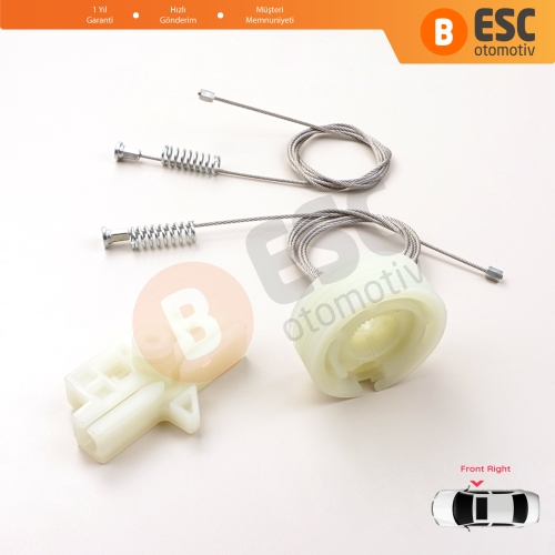 Fiat Fiorino Qubo MK3 225 Peugeot Bipper Citroen Nemo AA 2008-2024 MPV Van 9222EN İçin Ön Sağ Cam Kriko Tamir Seti