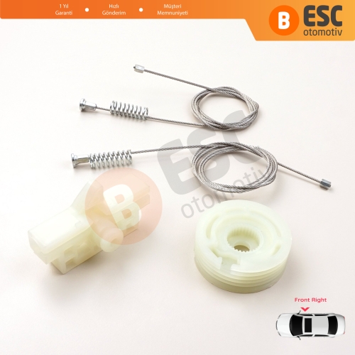 Fiat Fiorino Qubo MK3 225 Peugeot Bipper Citroen Nemo AA 2008-2024 MPV Van 9222EN İçin Ön Sağ Cam Kriko Tamir Seti