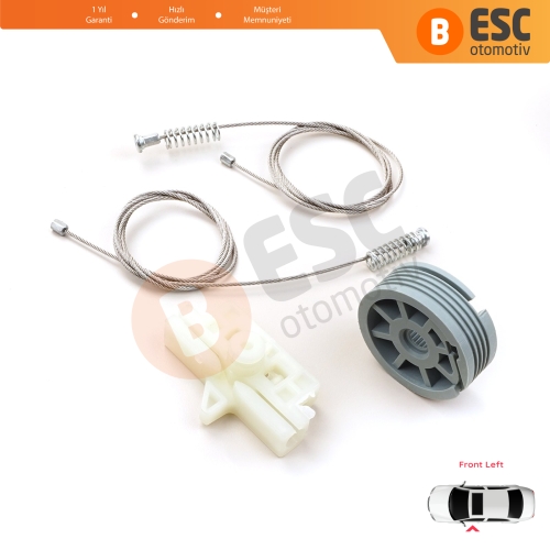 Fiat Fiorino Qubo MK3 225 Peugeot Bipper Citroen Nemo AA 2008-2024 MPV Van 9221EP İçin Ön Sol Cam Kriko Tamir Seti