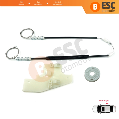 Peugeot 407 6E 6D 2004-2011 4/5 Kapı 9644893680 İçin Elektrikli Arka Sağ Cam Kriko Tamir Seti