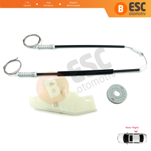 Peugeot 407 6E 6D 2004-2011 4/5 Kapı 9644893680 İçin Elektrikli Arka Sağ Cam Kriko Tamir Seti