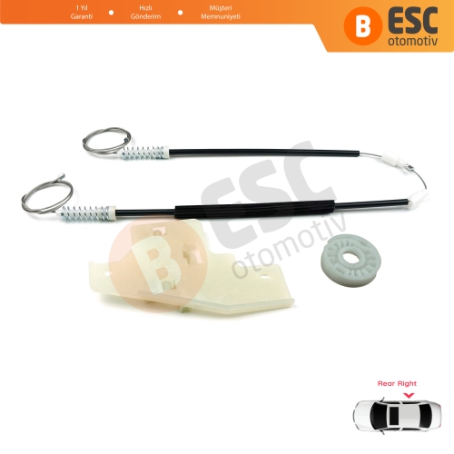 Peugeot 407 6E 6D 2004-2011 4/5 Kapı 9644893680 İçin Elektrikli Arka Sağ Cam Kriko Tamir Seti