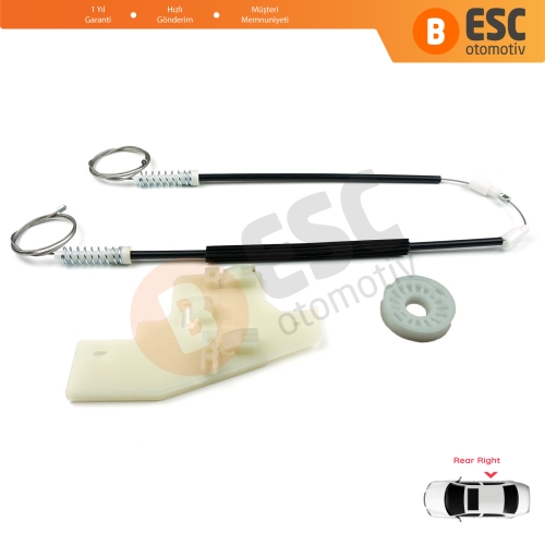 Peugeot 407 6E 6D 2004-2011 4/5 Kapı 9644893680 İçin Elektrikli Arka Sağ Cam Kriko Tamir Seti