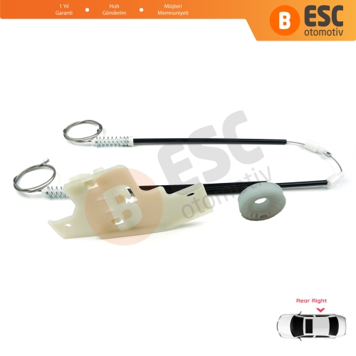 Peugeot 407 6E 6D 2004-2011 4/5 Kapı 9644893680 İçin Elektrikli Arka Sağ Cam Kriko Tamir Seti