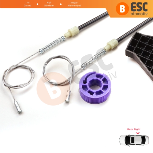Audi A3 MK2 8P 8PA 8P1 2003-2013 4/5 Kapı 8P4839462 İçin Arka Sağ Cam Kriko Tamir Seti