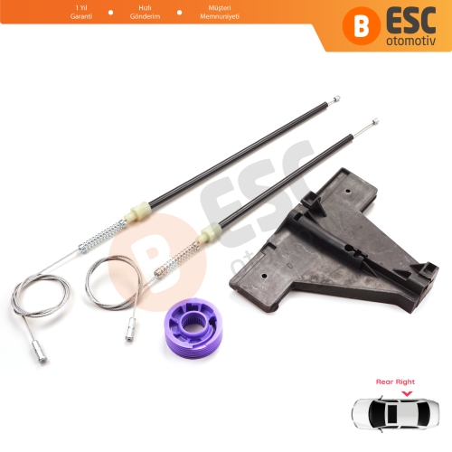 Audi A3 MK2 8P 8PA 8P1 2003-2013 4/5 Kapı 8P4839462 İçin Arka Sağ Cam Kriko Tamir Seti
